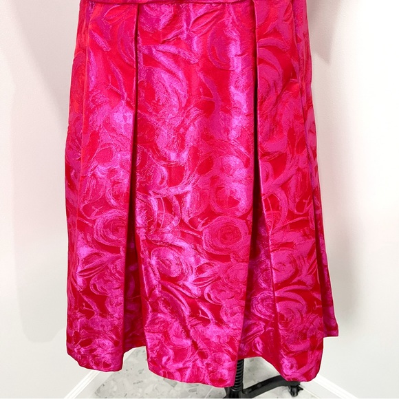 NWT THEIA Couture Cocktail Dress In Pink Red SIZE 6 $595 Style 881526 Barbiecore - Picture 6 of 14